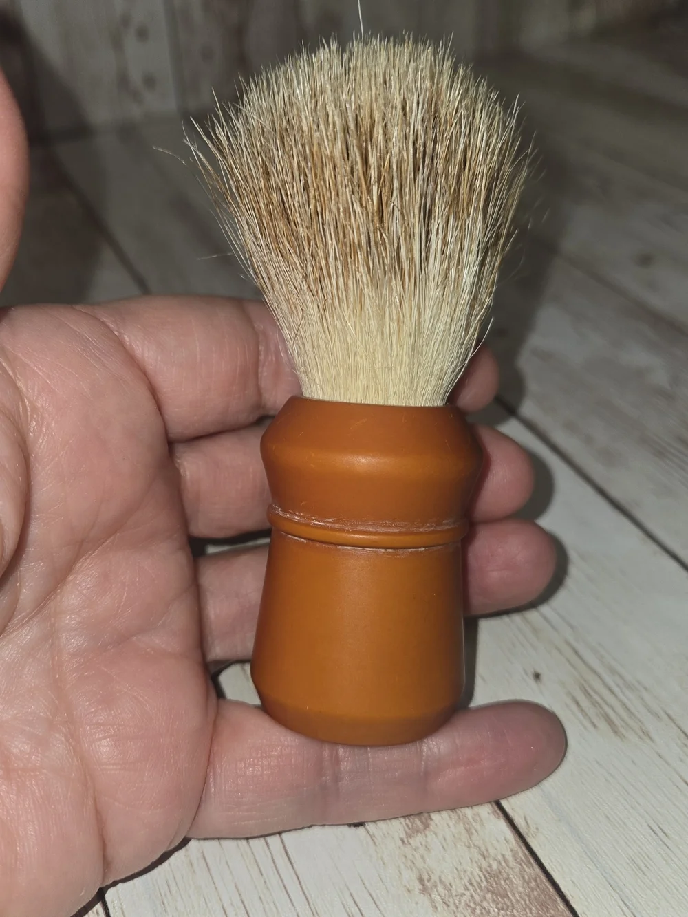 Vintage Made Rite USA Pure Badger Shaving Brush 500PB Butterscotch Handle